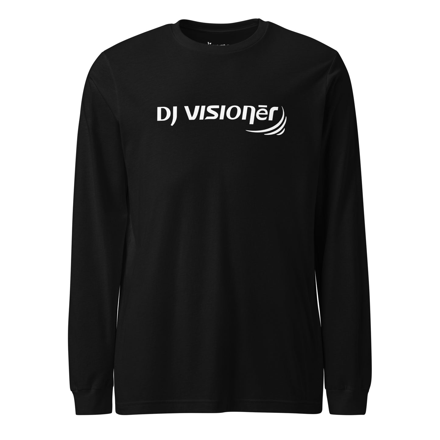 Camiseta manga larga negra con el logotipo de DJ VISIONER en blanco.